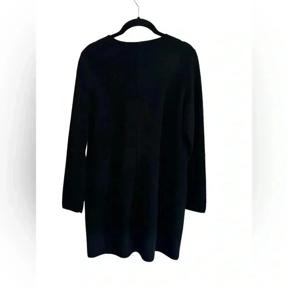 Talbots Black Pure Merino Wool Zip Front Longline Cardigan Sweater - Picture 2 of 13